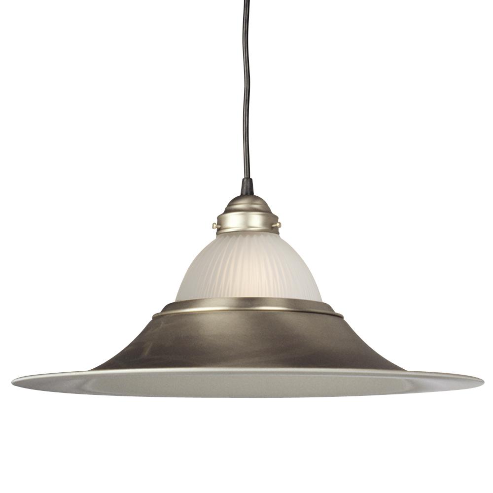 Pendant - Pewter w/ Frosted Ribbed Glass